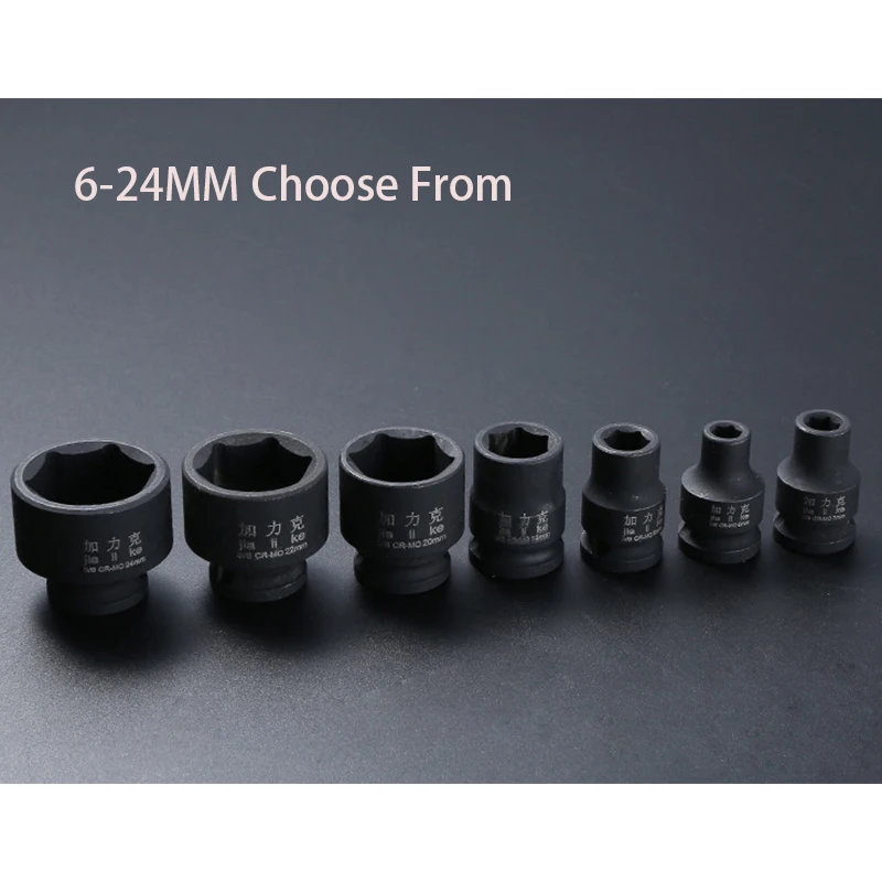 3/8 "Ngắn Tác Động Ổ Cắm Adopter Không Khí Ổ Cắm 6 Điểm 6-24MM Không Khí Nén Ổ Cắm Cờ Lê Đầu điện Tác Động Không Khí Nén