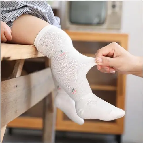 2020 summer5 pairs pack  new mesh thin cotton anti-mosquito boneless baby socks cute fruit baby over the knee sock for children