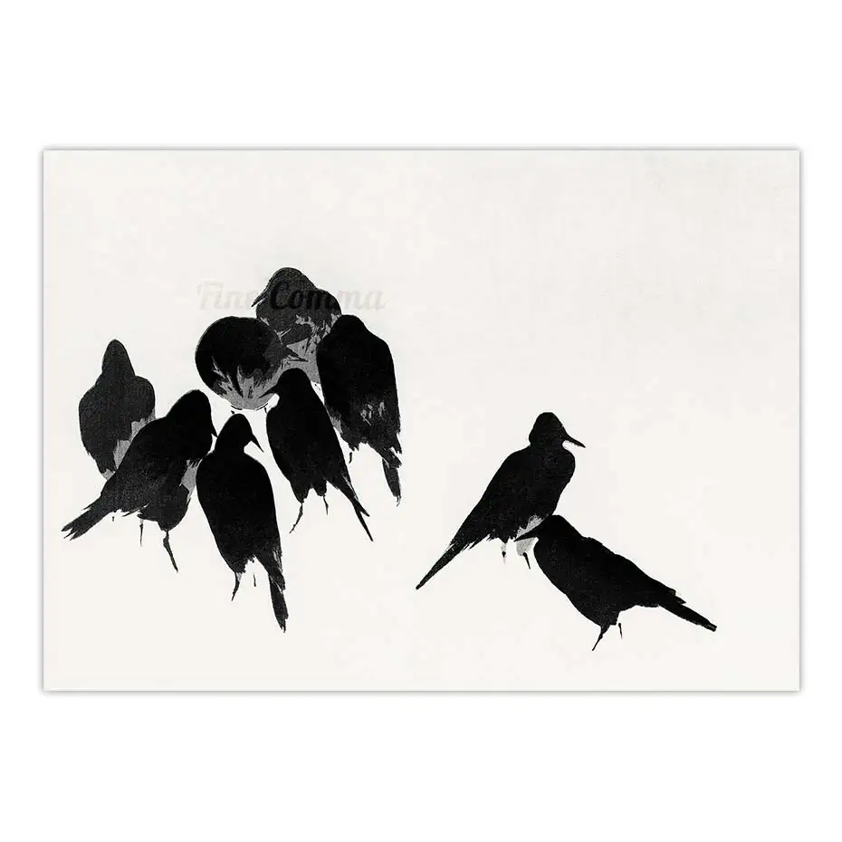 Japanese Crows Seitei Kacho Gafu Wantanabe Seitei Vintage Japanese Art Poster Black Bird Wall Art Asian Dark Home Decor Gift