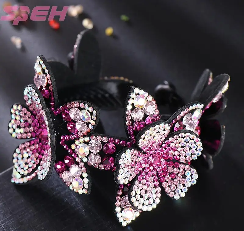 

Korean ball hair clip female Rhinestone Flower Bud hair decoration dish hair artifact horsetail buckle headflower hairpin