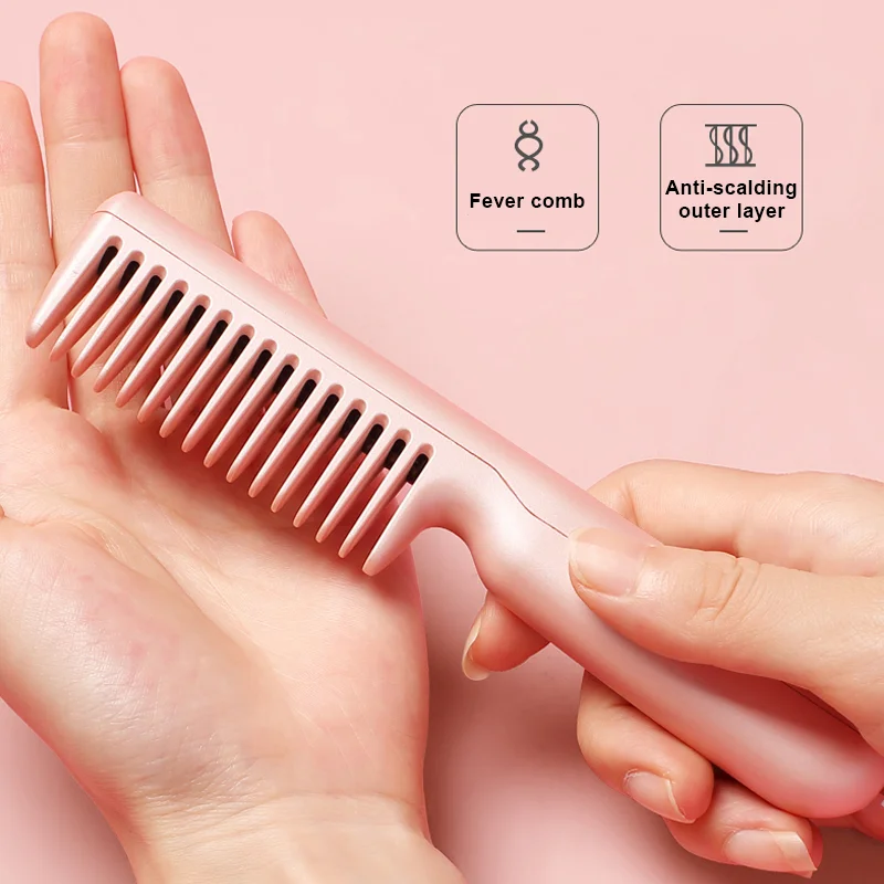 Piastra per capelli senza fili USB ferri da stiro piatti spazzola per raddrizzare i capelli pettine Styler dritto ondulazione arricciacapelli arricciacapelli