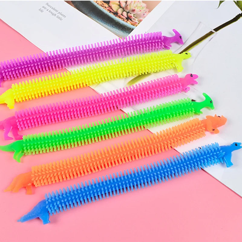 1/3/6Pcs Grappige Worm Noodle Stretch String Anti Stress Relief Speelgoed Dinosaurus Tpr Touw String Autism vent Speelgoed Voor Kid Christmas Gift