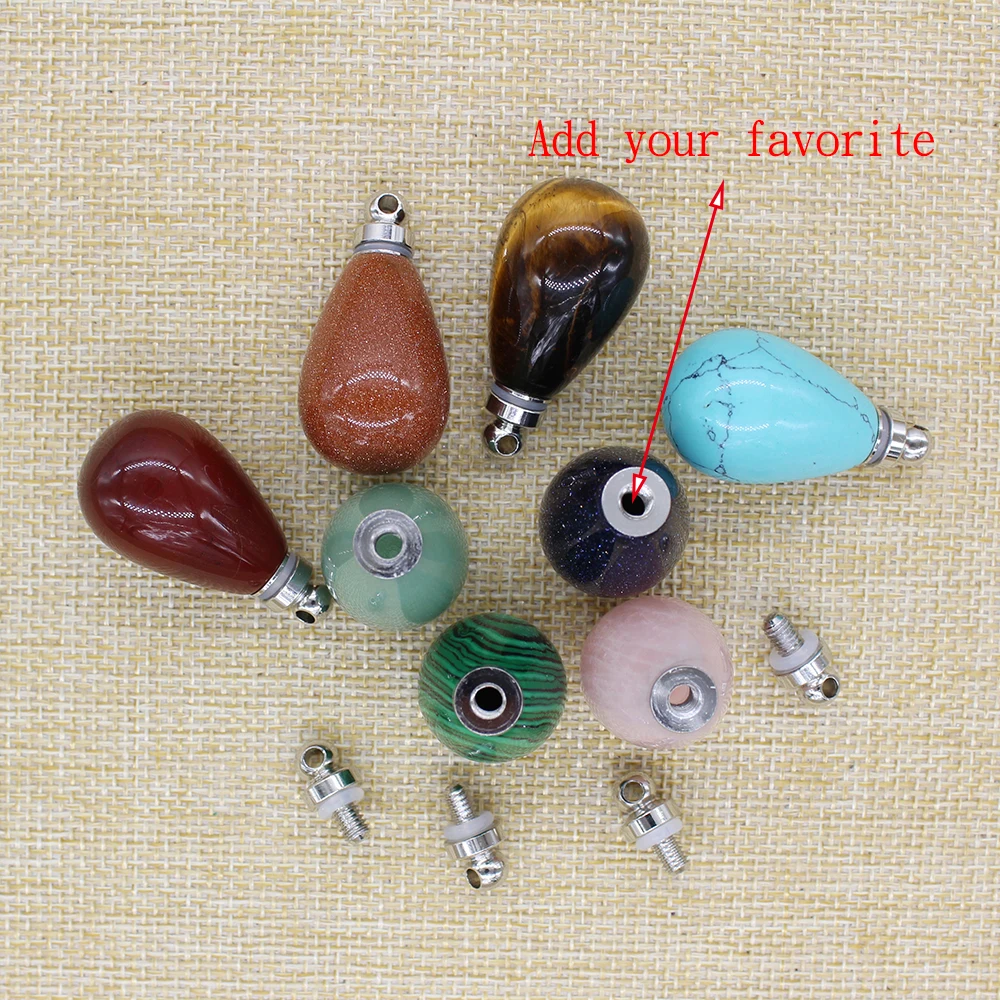 2020 Natural Wake Quartz  Tiger's Eye, Green Fluorite, Whetstone Diffuser, Perfume Pendant Bottle, Oil, 6 Diffuser Pend