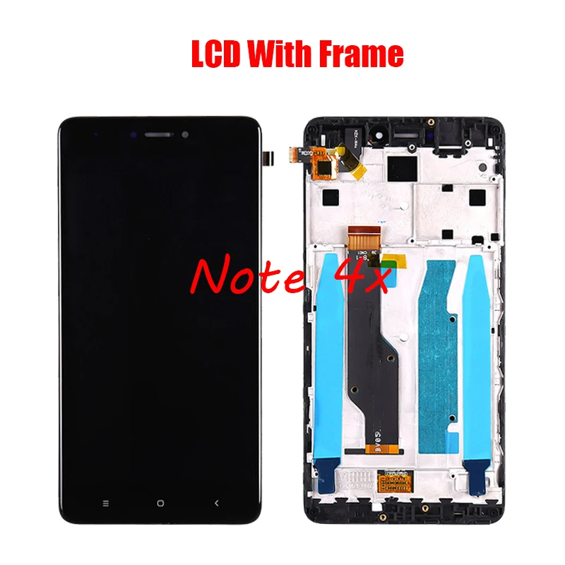 For XIAOMI Redmi Note 4X Redmi Note 4 LCD screen assembly With front case Black White  repair tool and Tempered film