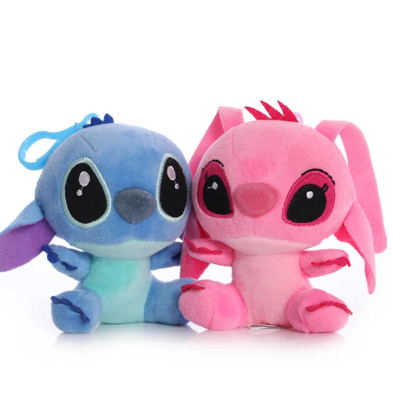 Chaveiro de pelúcia estiloso do lilo e stitch, brinquedo de pelúcia do disney 12cm estilo kawaii, boneco de desenho animado, brinquedos de meninas de pelúcia, presente de natal para crianças