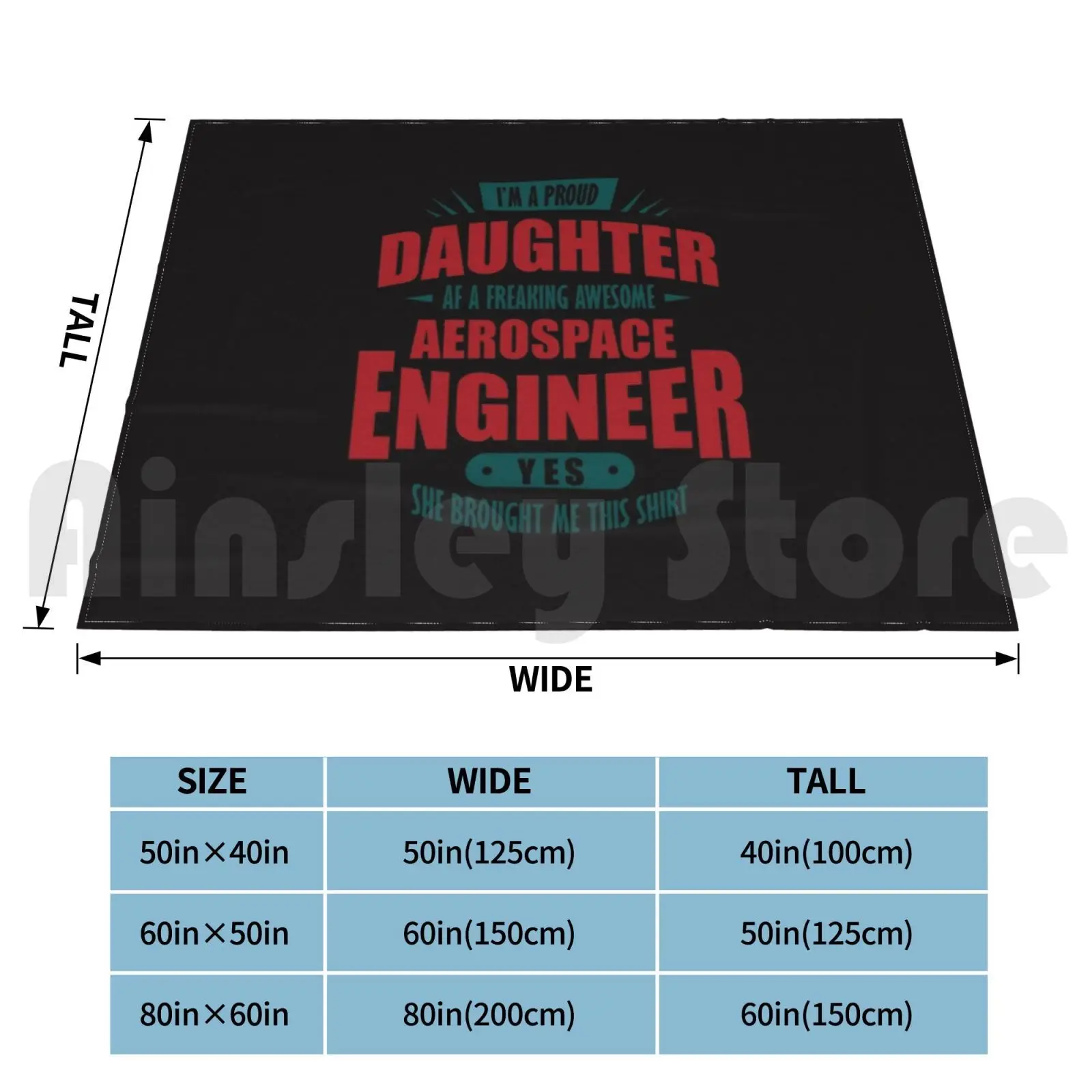 Aerospace Engineer Daughter Shirt Proud Child Blanket Fashion Custom Earthworms Rocketship Spaceship Rocket