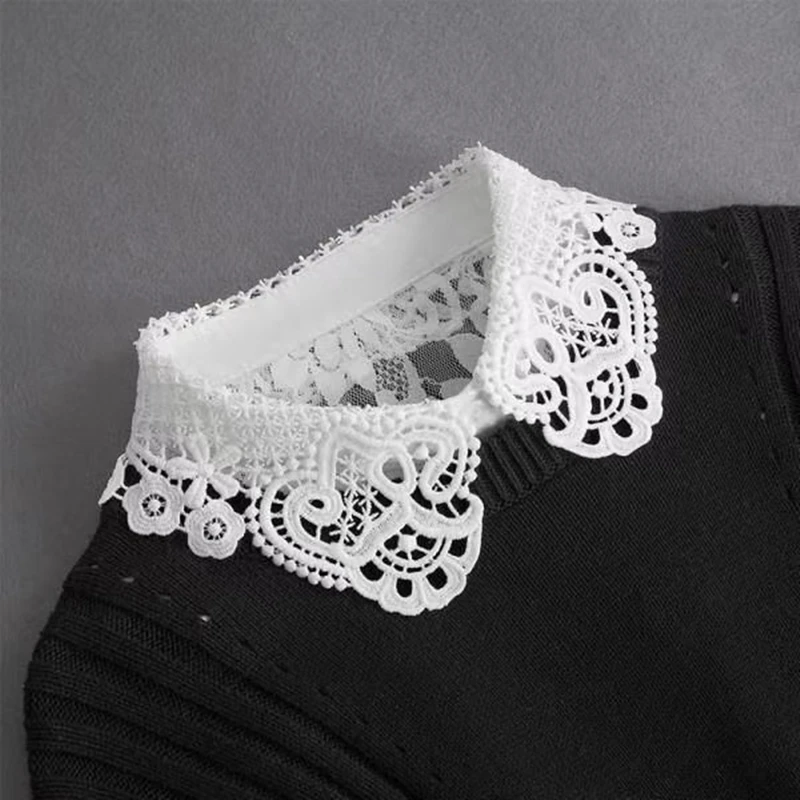 Women Clothing Accessories Lace Fabric 2021 High Quality Lace Fake Collars Blouse Vintage Kawaii Detachable Shirts Collar White