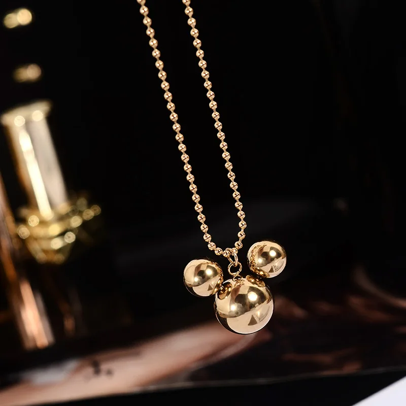 

YUN RUO Fashion Mouse Pendant Necklace Sweater Chain Rose Gold color Titanium Steel Jewelry Woman Birthday Gift Not Change Color