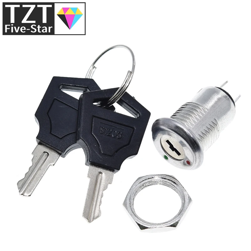 1/3PCS 12mm Edelstahl Elektronischer Schlüsselschalter EIN/AUS Verriegelungsschalter Handy-Sicherheitsschalter 12*21mm S1203 2PIN 2 Schlüssel – Detail 4