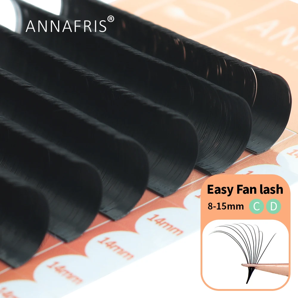 ANNAFRIS Easy Fan Eyelash Extension Fast Bloom Austomatic Flowering Volume Lash  Faux Mink Individual Natural Eyelash Supplies