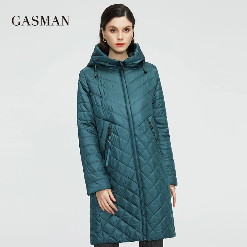 GASMAN 2022 Women's spring jackets Designer trench long casual puffer jacket stand-up Collar hooded women coat Outerwear 21865