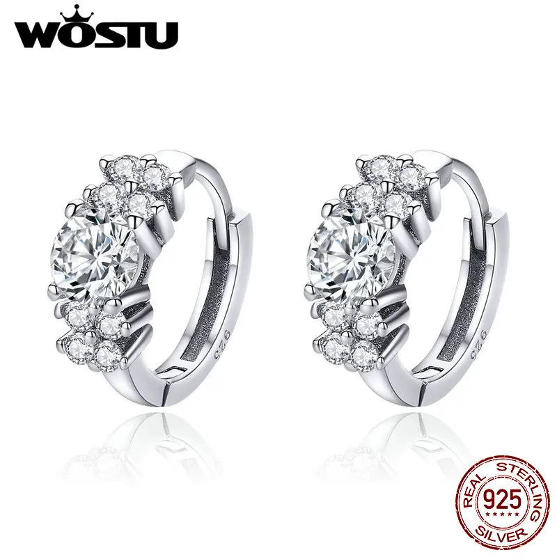 

Женские серьги-кольца WOSTU, из стерлингового серебра 925 пробы с блестящими лепестками, модные украшения для помолвки и свадьбы, CQE485