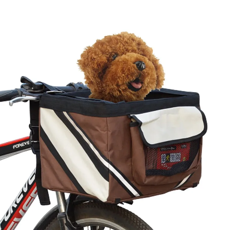 Imagem -02 - Pet Bicicleta Transportadora Bolsa Filhote de Cachorro Cachorro Gato Pequeno Animal de Viagem Assento da Bicicleta para Caminhadas Ciclismo Cesta Acessórios