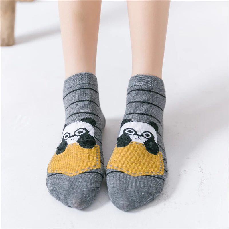 Ins Style Funny Animal Patterned Women Short funny Cute Socks Cartoon Ulzzang Cotton Ankle Breathable Female Harajuku Cool Sox