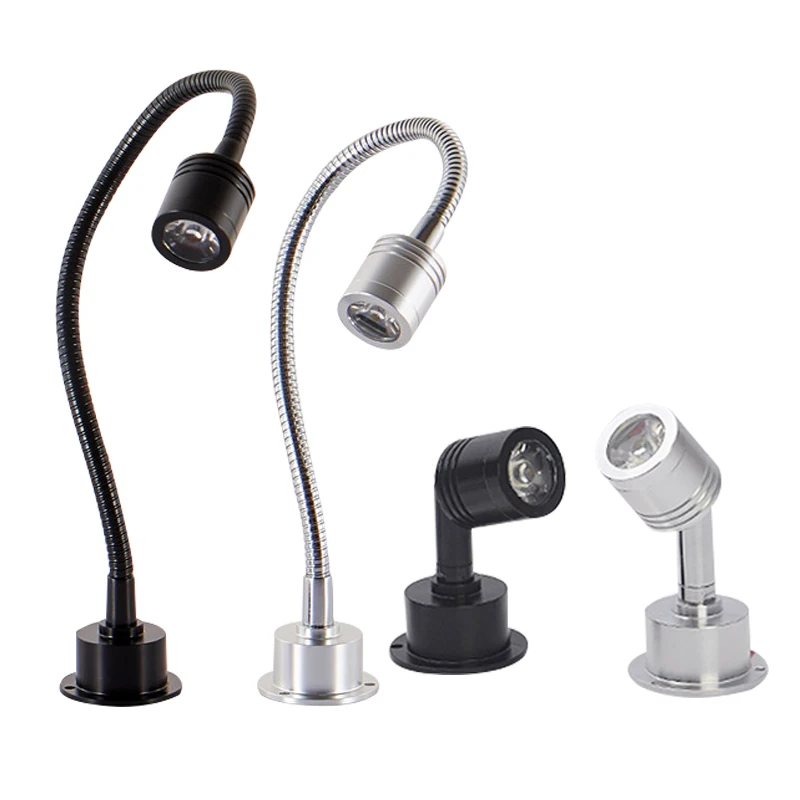 LED Wall Lamp AC90-260V 1W 3W Modern Bedroom Bedside Lamp Black Silver Light Body Degree Angle Adjustable Wall Light