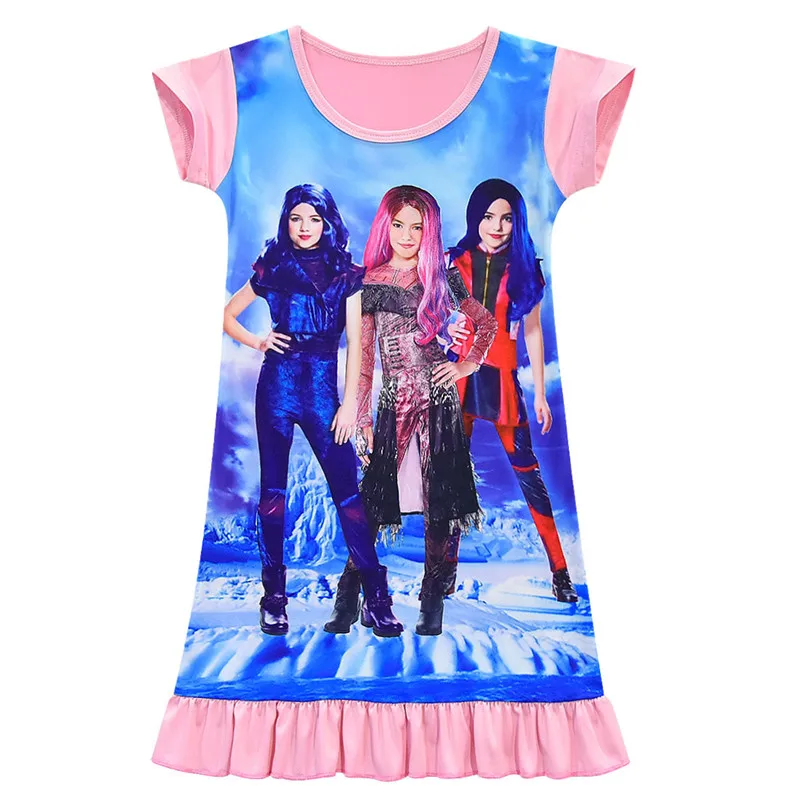 Girls Descendants Pyjamas Dress Short Sleeve Nightgown Kids Princess Dresses Home Wear Princess Dress Sleepwear Clothes for Girl