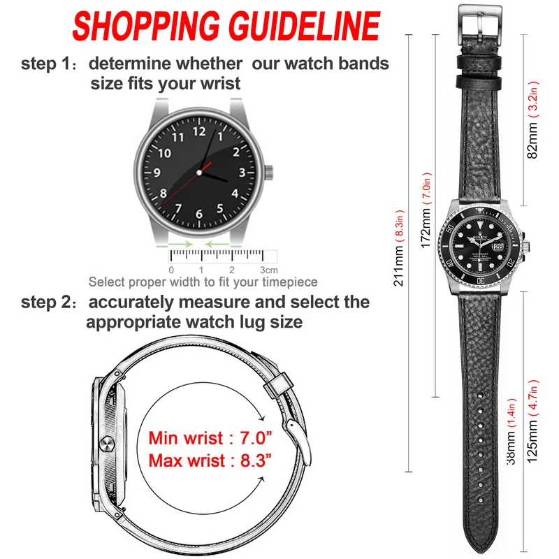 HEMSUT Italy Genuine Cow Leather Watch Band For Man Vintage Soft Wrap Handmade Leather Watch Straps Quick Release 22mm18mm20mm
