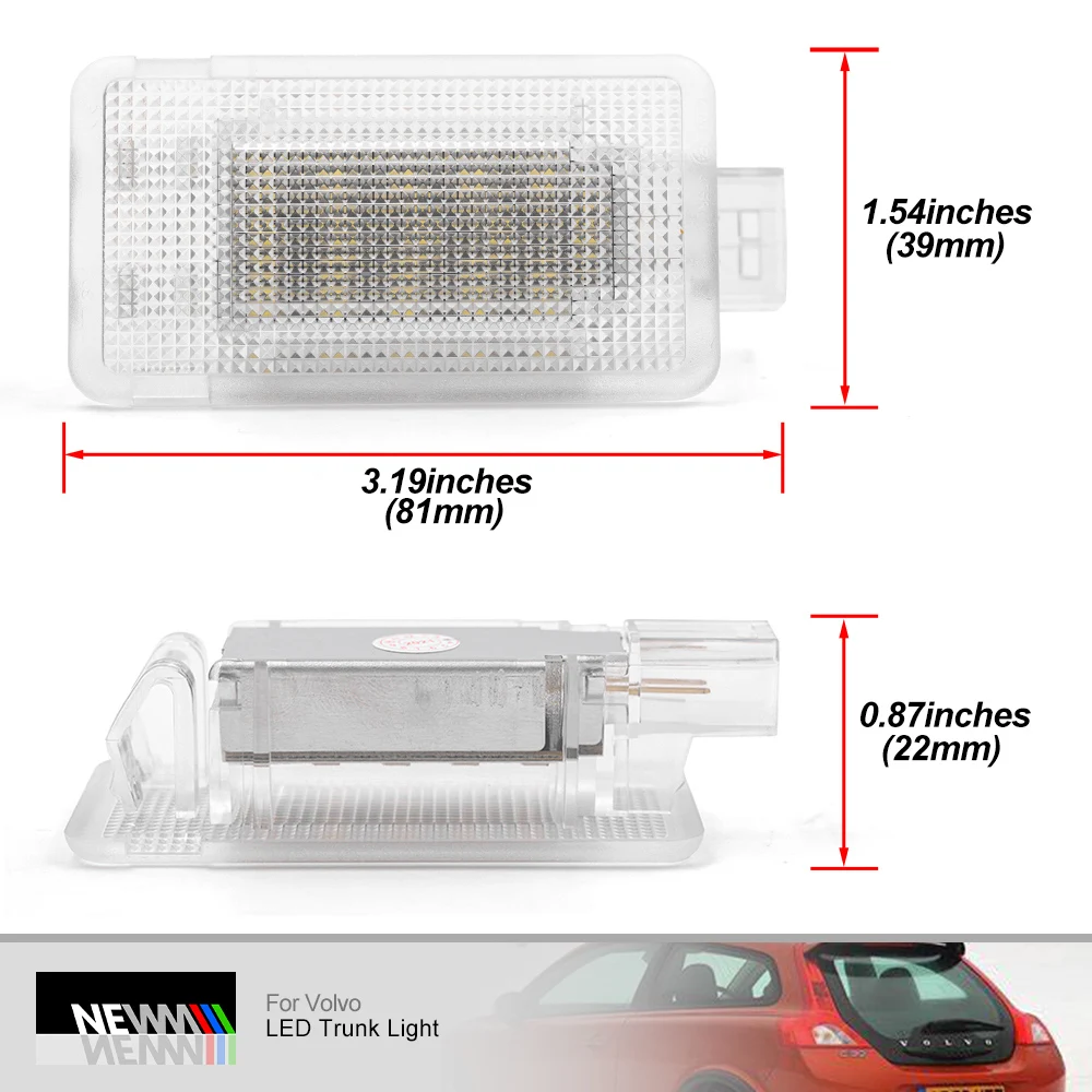 LED Foot Well Light Courtesy Interior Lamps Fit for Volvo C30 C70 S60 S60L S80 V70&V70 XC XC70 XC90,Canbus Error Free Trunk Lamp