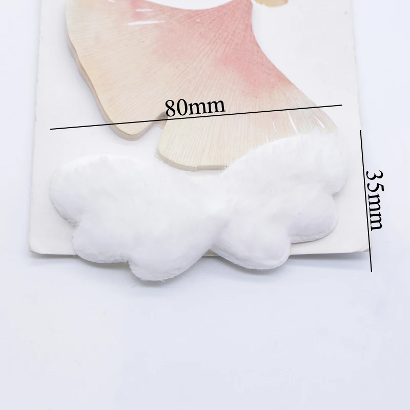 12Pcs 80*35mm Padded Plush Furry Angel Wing Applique for DIY Headwear Hairprin Bow Accessories Clothes Hat Sewing Patches Decor