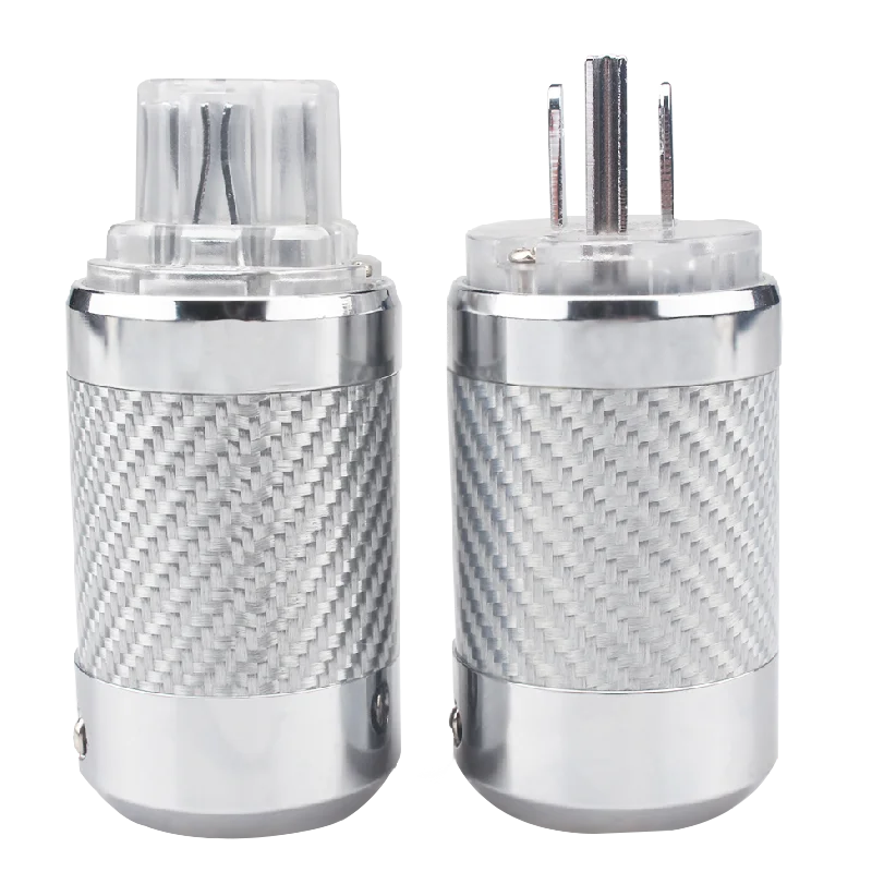 Carbon Fiber Audio Power Plug Rhodium Plated IEC Connector DIY Hifi Power Cable Accessories