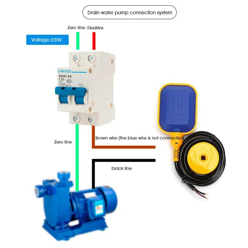 Water Level Automatic Controller Float Switch Liquid Plastic Ball Valve For Tower Tank Switches Contactor Sensor 220V 380V 2M 5M