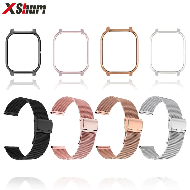 Amazfit GTS Strap With Case Xiaomi Amazfit GTS 3 2 Mini 20mm Band Bracelet Metal Protector GTS2 For Smart Watchband Accessories