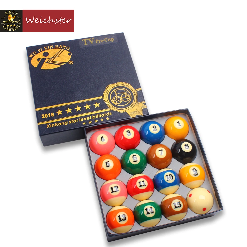 Billiard Pool Balls Set Tournament Quality Green Box/Black Box Number Ball Set 16 Balls 2-1/4" 2-1/16"