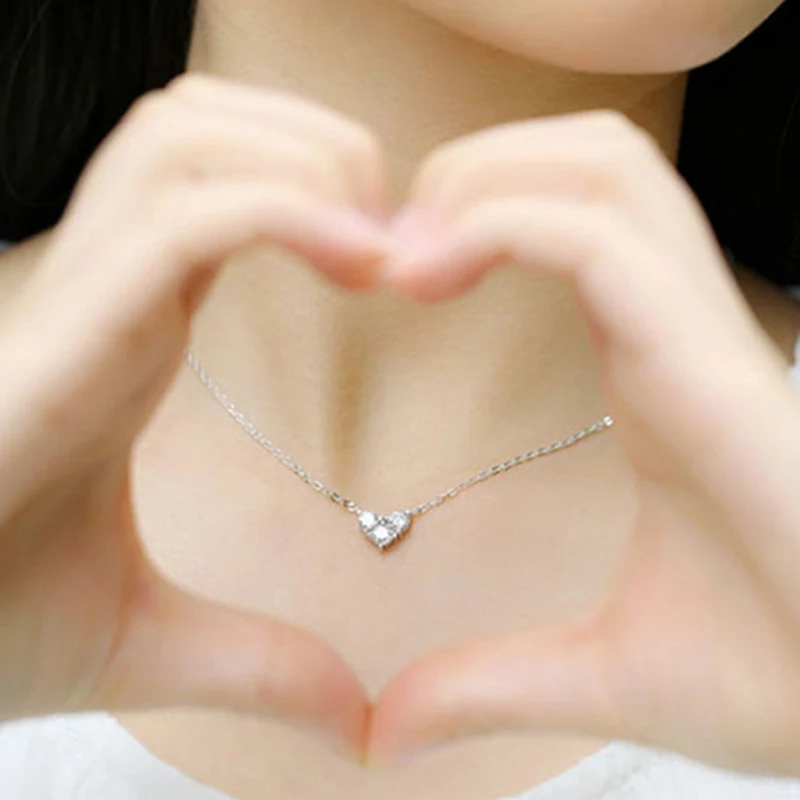 925 Sterling Silver Elegant Diamond Heart-shaped Gold Color Necklace AAA Shiny Zircon Choker Wedding Gift For Women Fine Jewelry