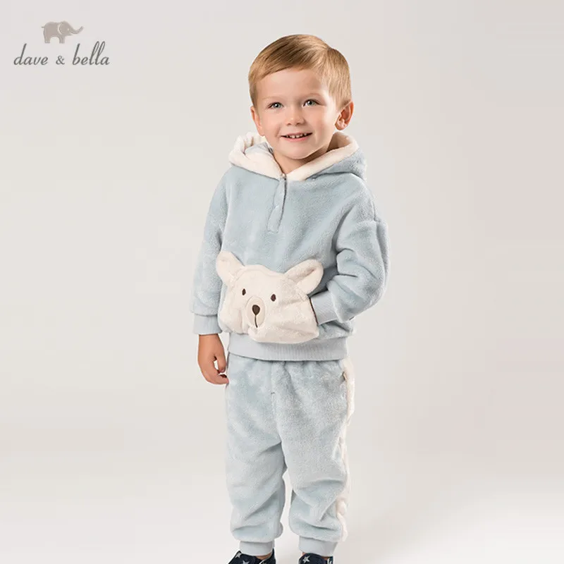 dave bella pajamas set children winter unisex baby kids home clothing print long Sleeve baby Sleepwear Suit