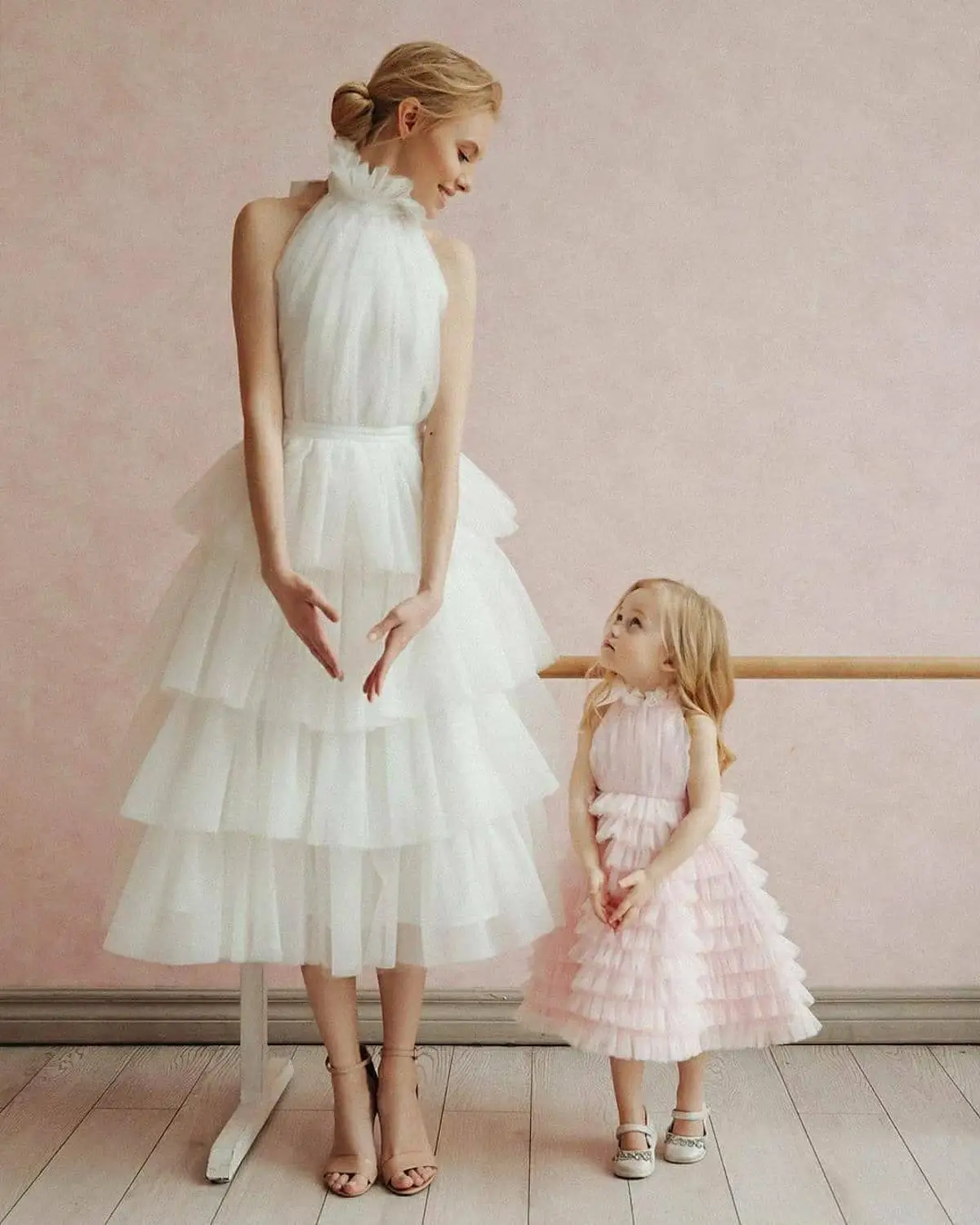 Cute Mommy & Me Tulle Skirt Women Ruffled Cake Skirts White Bridal Wedding Skirt 2020 Tiered Puffy Party Maxi Skirt