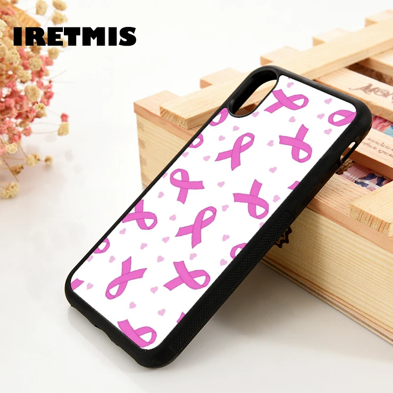 Iretmis 5 5S SE 6 6S TPU Silicone Rubber Phone Case Cover for iPhone 7 8 Plus X Xs 11 12 MINI Pro Max XR Breast cancer awareness