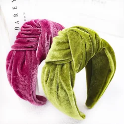 Knotted Velvet Bezel Women Headband Girls Fashion knit Hair Bands Soft Bath Hairband Headwear Hair Rubbers Elastic Hair Bands