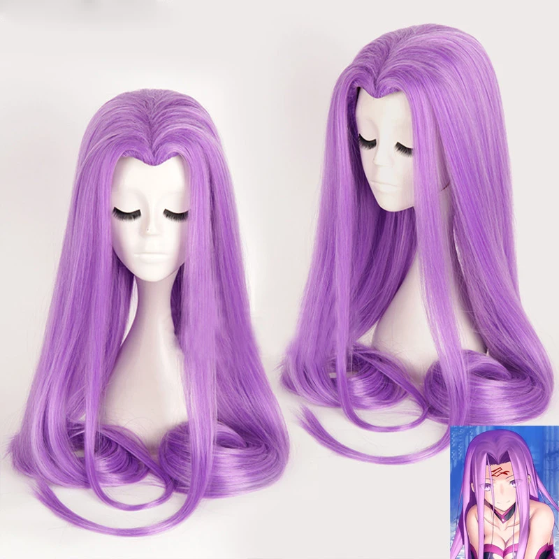 Fate stay night Rider Servant Medusa Cosplay peruki długa piękność 120cm włosy syntetyczne + czapka z peruką