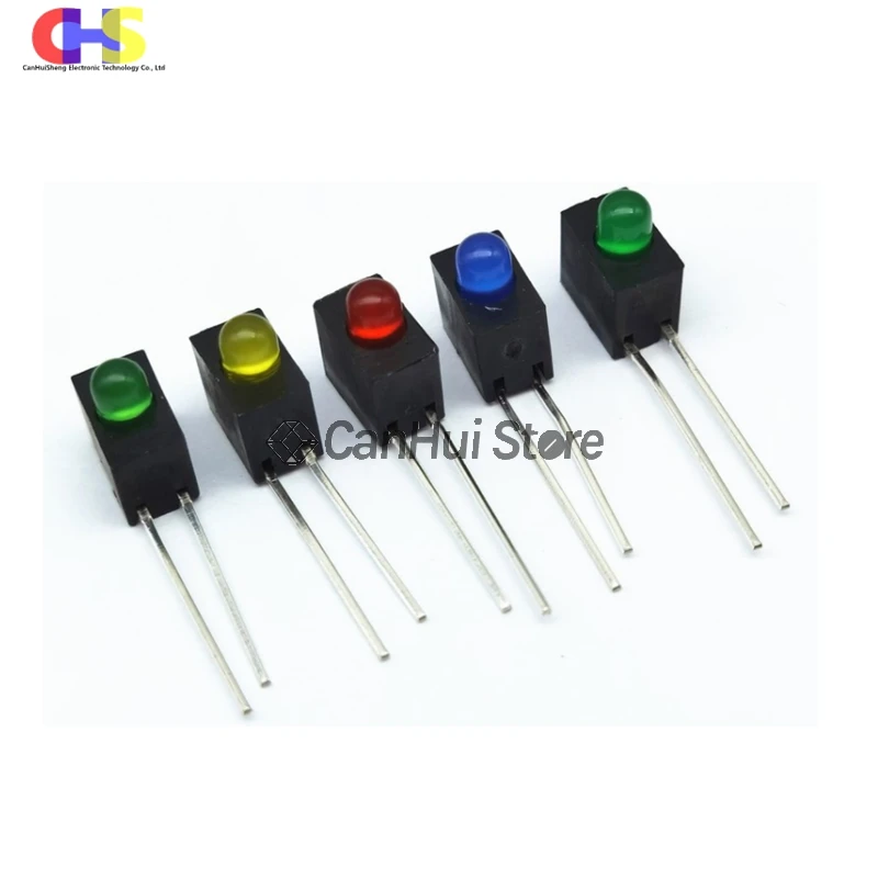 10Pcs F3 3Mm Led Enkel Gat Lamphouder Met Lamp Kraal 90 Graden Buigen Pcb Vaste Houder F3 in-Line Signaal Iuminous Indicator