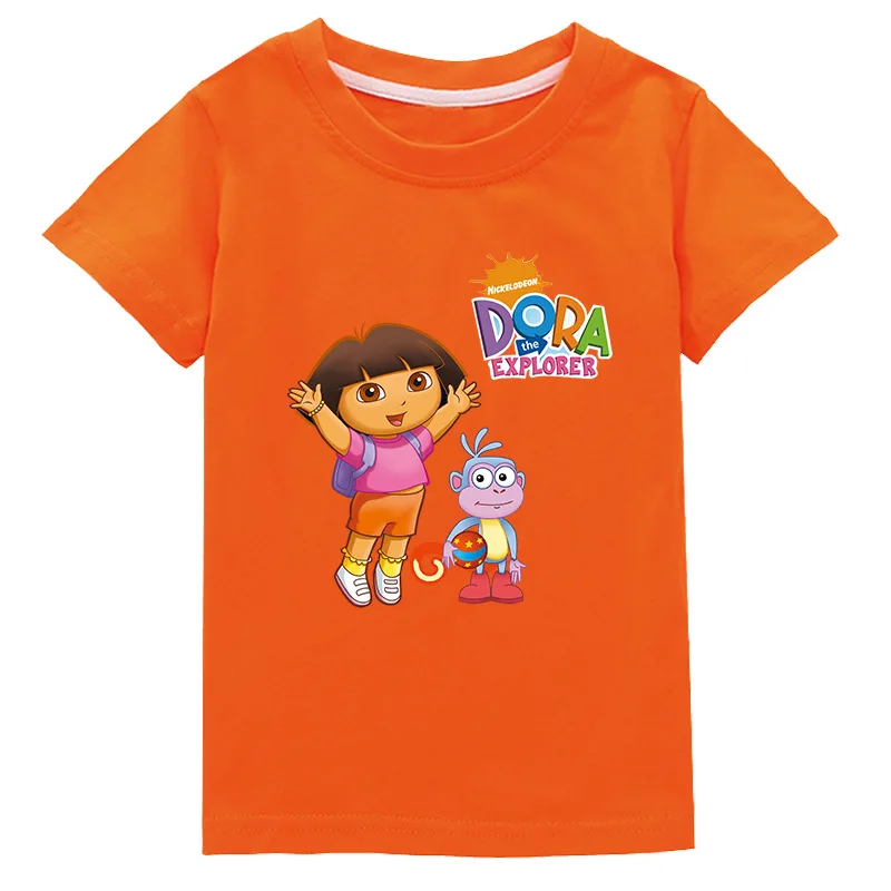 New 2021 Dora scout children\'s cartoon children\'s clothing 100% cotton boys and girls T-shirt fashion cute children\'s animation