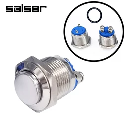 16mm Momentary Reset Metal Push Button Switch IP65 Waterproof Copper 1NO High/Flat/Shape Screw Pin Foot Round Doorbell DIY