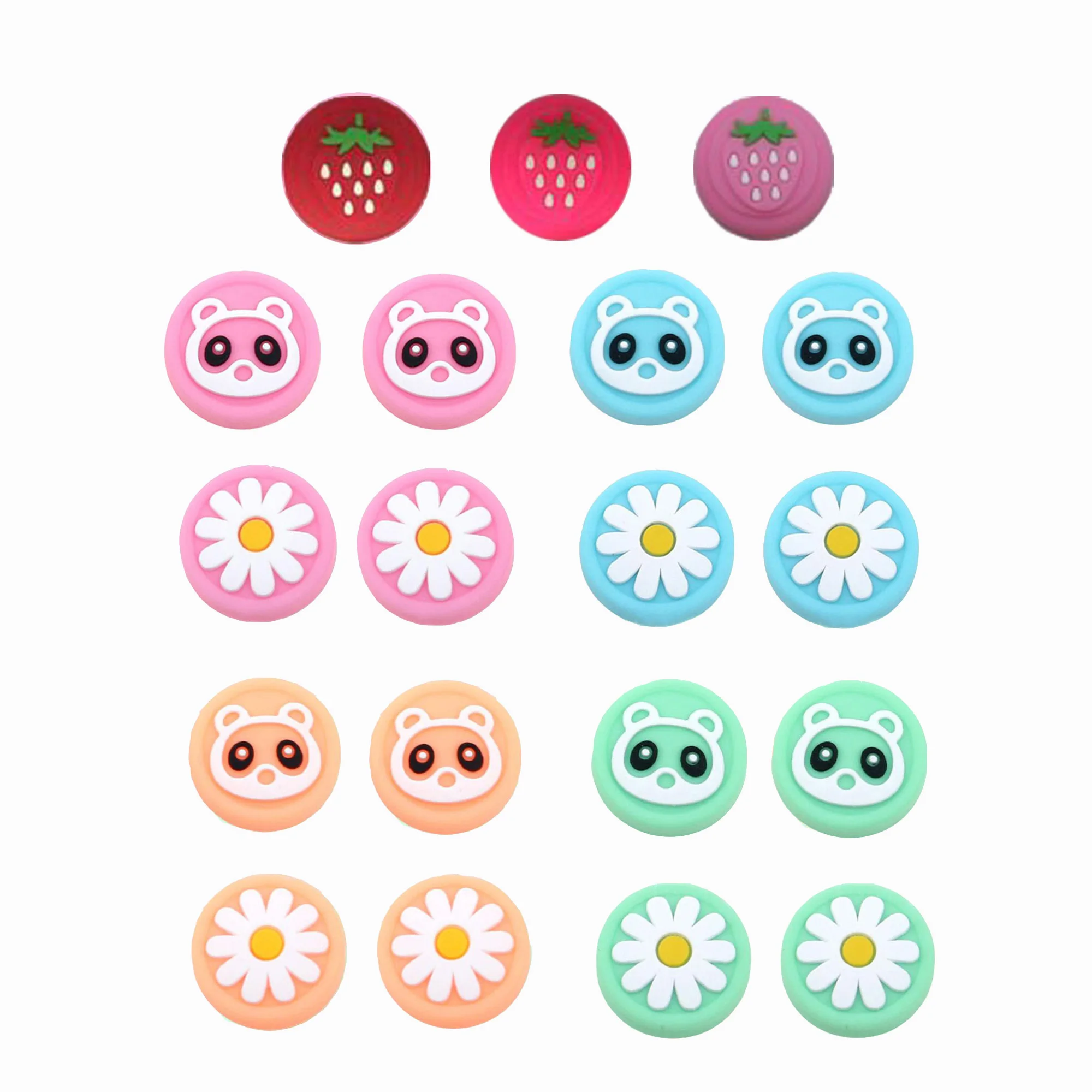 Cubierta de Joystick para Nintendo Switch Oled Lite Joy-Con, Thumb Stick de silicona, tapa de agarre de Panda Flower