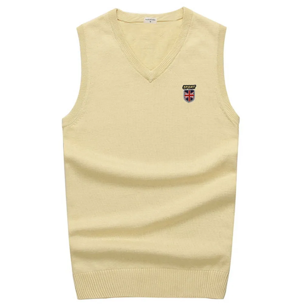 100% Cotton High Quality Spring Autumn Mens Knitted Vest Casual Sleeveless Mens Sweaters Brand Clothing Male Tops M-3XL 8501