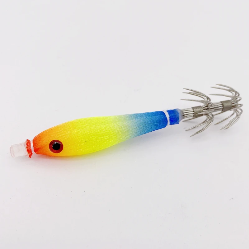 2Pcs*7cm/4gSea Fishing Wood Shrimp Bait Bazooka Squid jig Cloth Roll Explosion Hook Luminous UV Blowing Tube Octopus Jig Hook