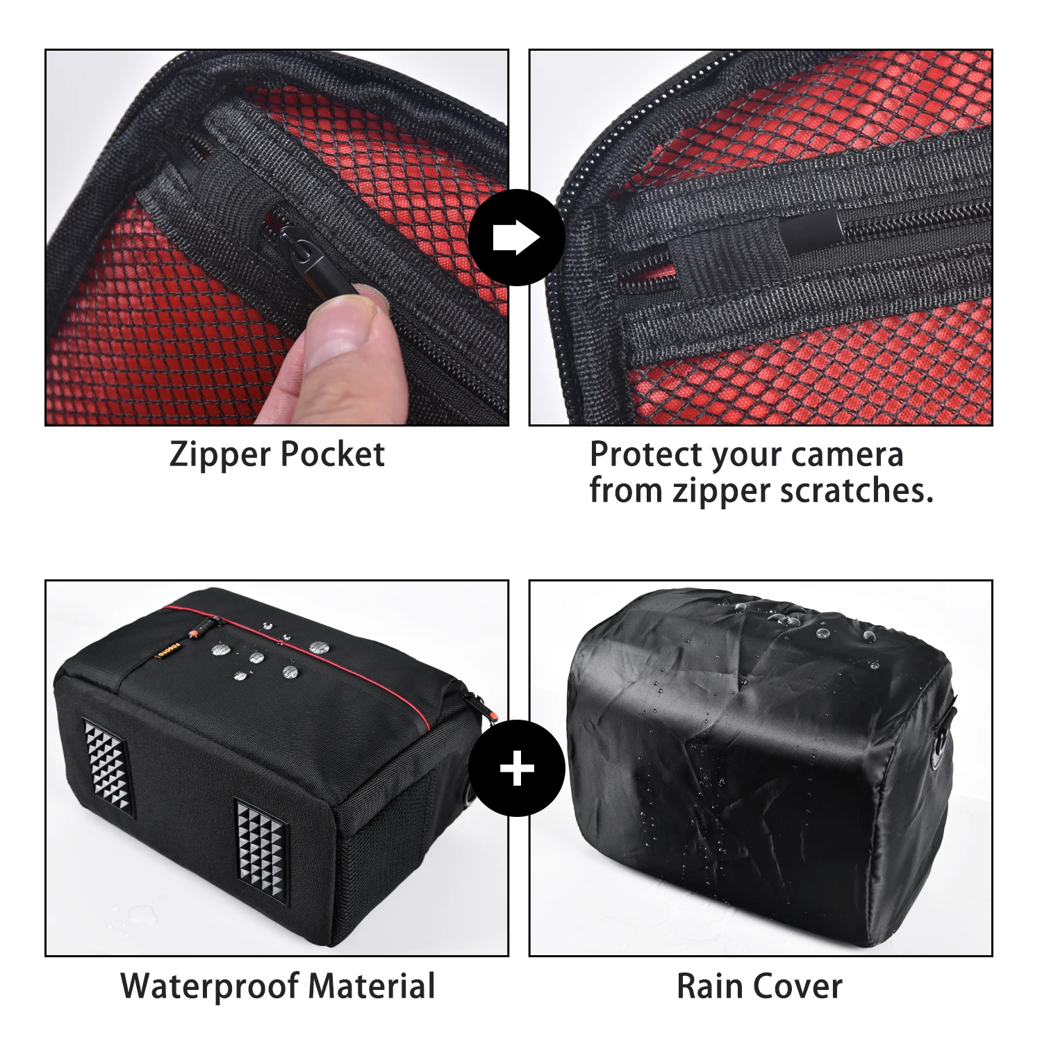 Borsa Per Fotocamera DSLR Impermeabile In Nylon 15x22x18cm – Divisori Regolabili, Tracolla, Antiurto Per Sony Canon Nikon – Nera