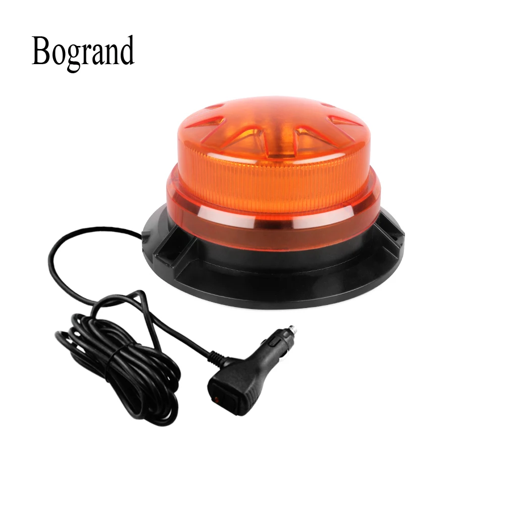 Bogrand-LED Rotating Flashing Strobe Light, Luz de Emergência, Truck Warning Lamp, Indicador de Sinal Magnético, Beacon Lights, Âmbar, 9-28V