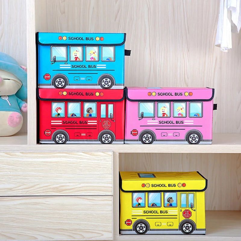 

Cartoon Storage Box for Children's Room Snacks Toy Clothes Sundries Stool Household Foldable Car Storage Trunk Laundry Basket