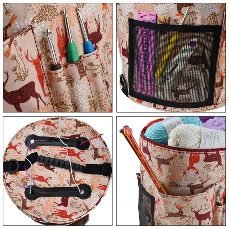 KOKNIT Crochet Hooks Thread Yarn Storage Bag DIY Organizer Holder Wool Crochet Hooks Knitting Needles Sewing Set DIY Storage Bag