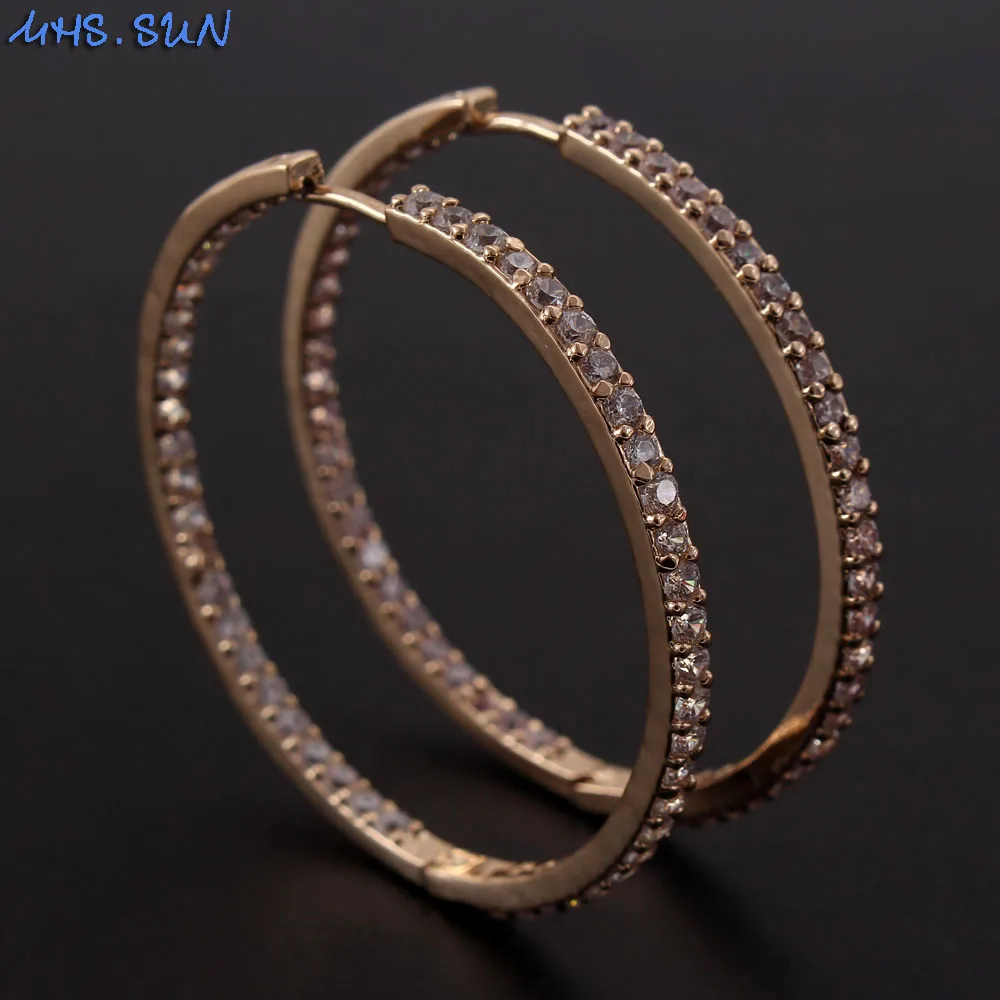 MHS.SUN luxury female big hoop earrings charm cubic zircon jewelry for women wedding party crystal cz earrings gift drop ship