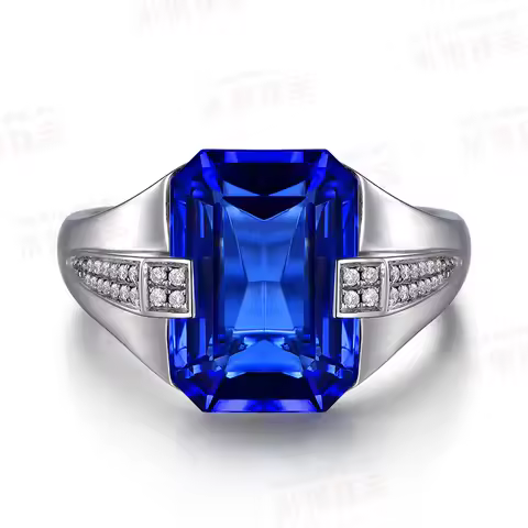 Handmade Square 8ct Lab Sapphire Ring Real 925 sterling silver Jewelry Engagement Wedding band Rings for men Party accessory