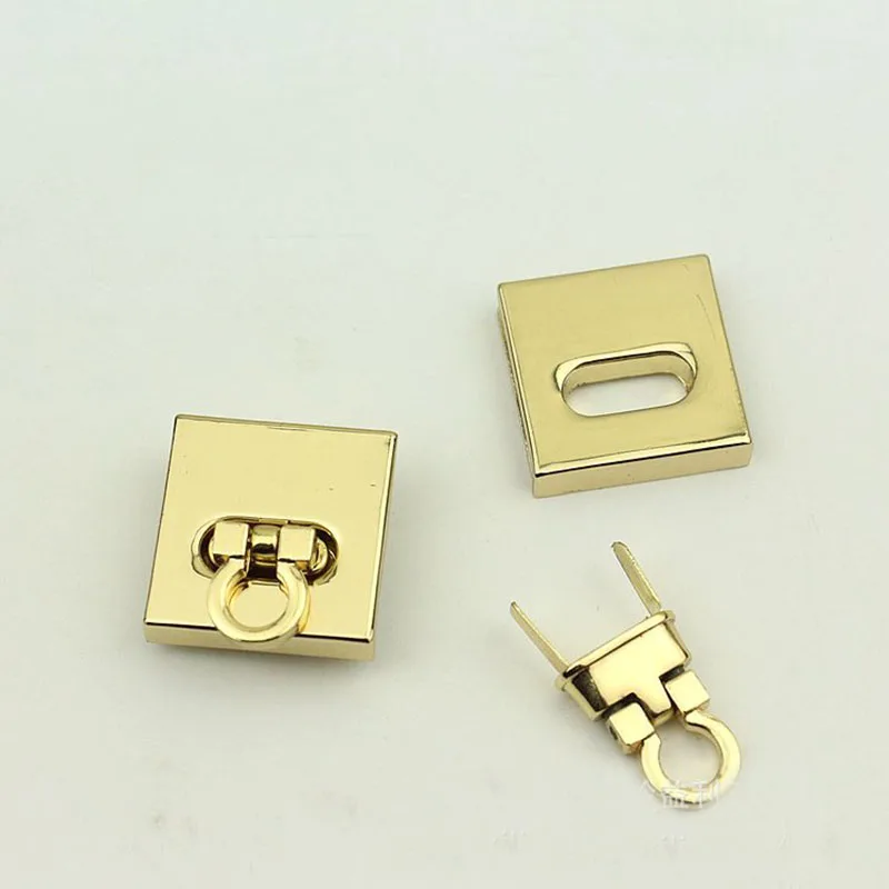 10Sets 27mm Square Handbag Turn Lock Clasp Buckles for Bags Purse Metal Clasps DIY Hardware Part Accessories Leather Craft