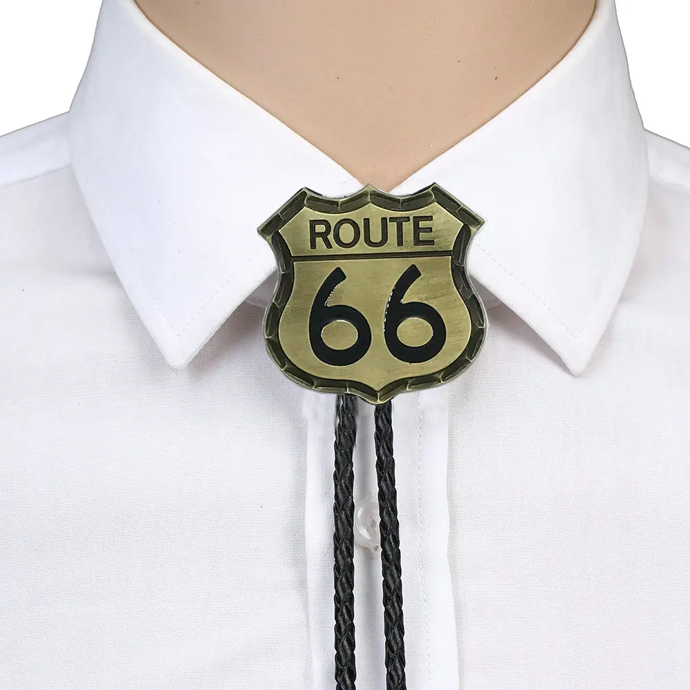 

European and American fashion no. 66 green tube color personality zinc and gold BOLO leather tie for men and women