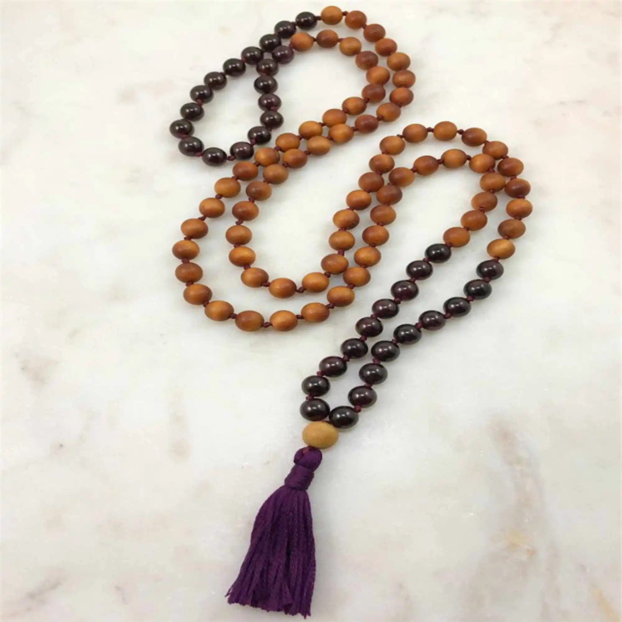 8mm Garnet 108 Buddha gemstone Beads Tassels Bracelets Rustic Fashion Nirvana Couples Metal Pendant Opera length Bridal Mala