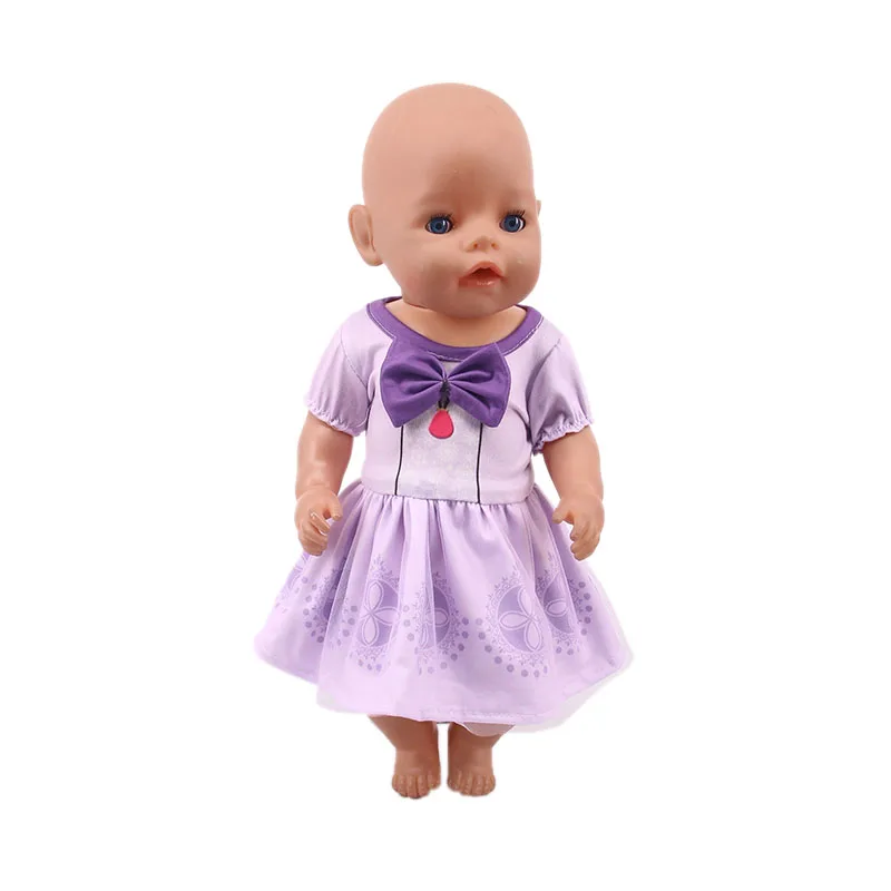 Roupas de boneca maiô roxo, saia estilingue, sapatos de gatinho para 18 Polegada menina americano & 43cm acessórios de boneca de bebê renascido, presente de geração