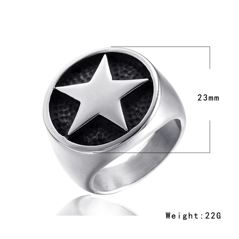 Fashion Lucky Star Signet Ring for Men And Women Classic Pentagon Stars Stainless Steel Biker Ring Talisman Good Lucky Jewelry